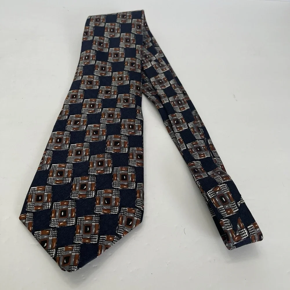 Mara Countess Mara Silk Tie Navy Square Geometric 4